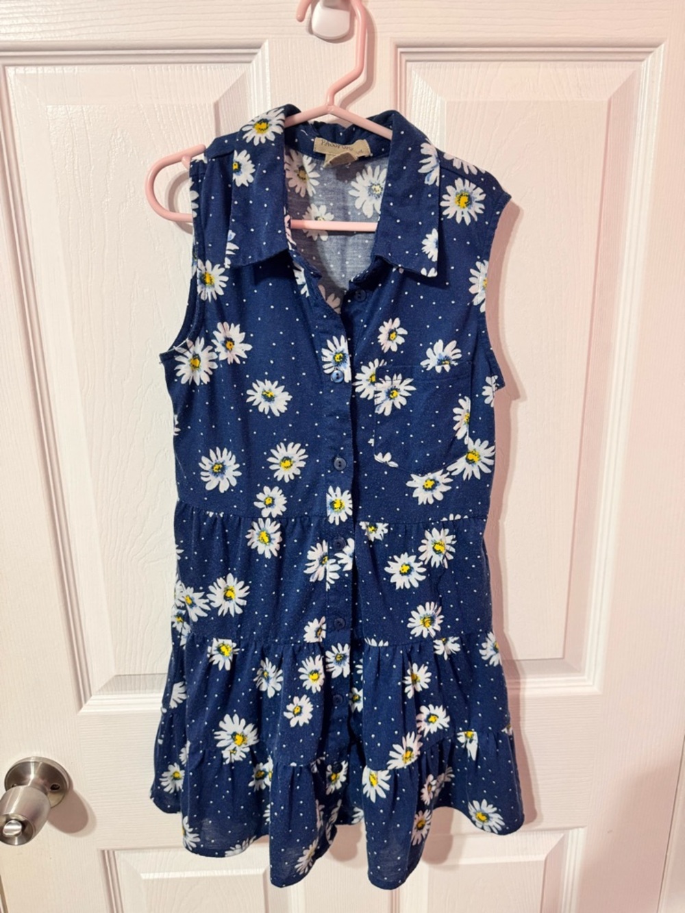 Passport Navy Floral Button-Front Sundress girls size 7